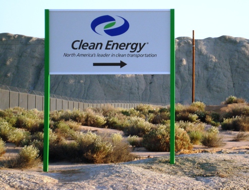 Roadside Pole Sign for Clean Energy Fuels Boron CA