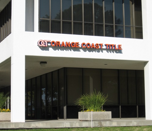 Orange Coast Title Building Sign Street View in Anaheim CA