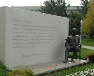 Sandblasted Limestone Charles Chapman Sculpture and Monument at University in Orange CA