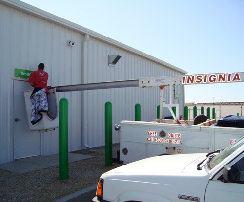 ADA Restroom Sign Installation on Building for Clean Energy Fuels Boron CA